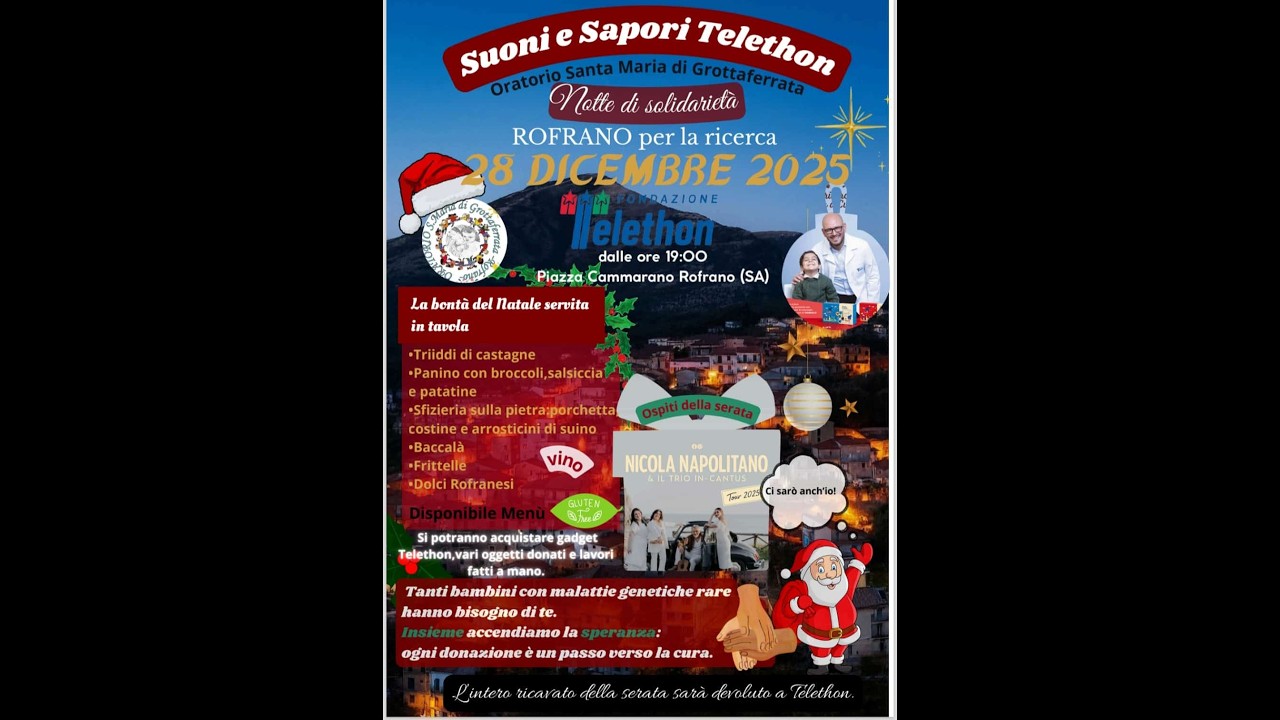 Rofrano si accende per Telethon ❤️ | Suoni e Sapori &ndash; 28 Dicembre 2025