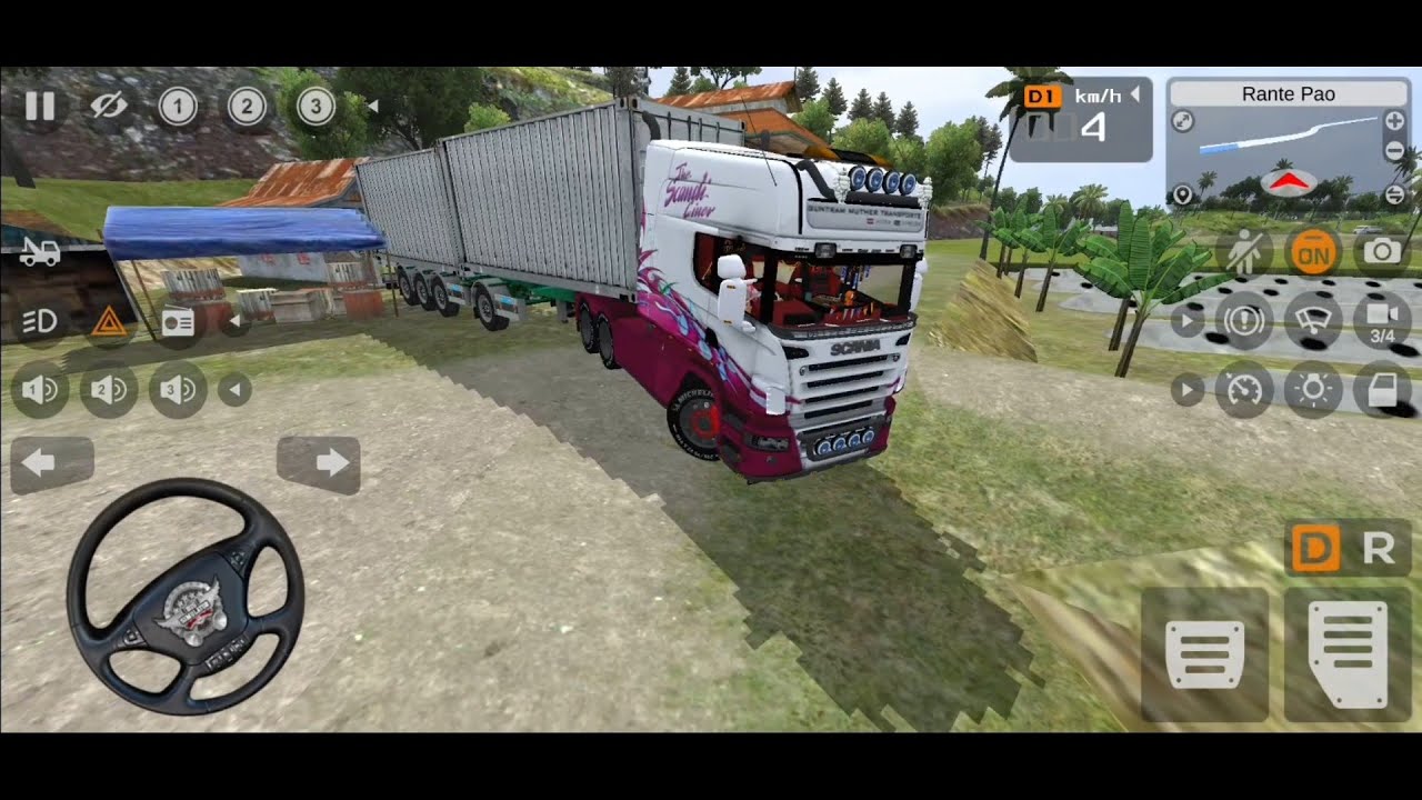 MANTAP PERMAINAN TRUK TRAILER SCANIA PENGIRIMAN PETI KEMAS ANTAR KOTA - GAME BUS SIMULATOR INDONESIA