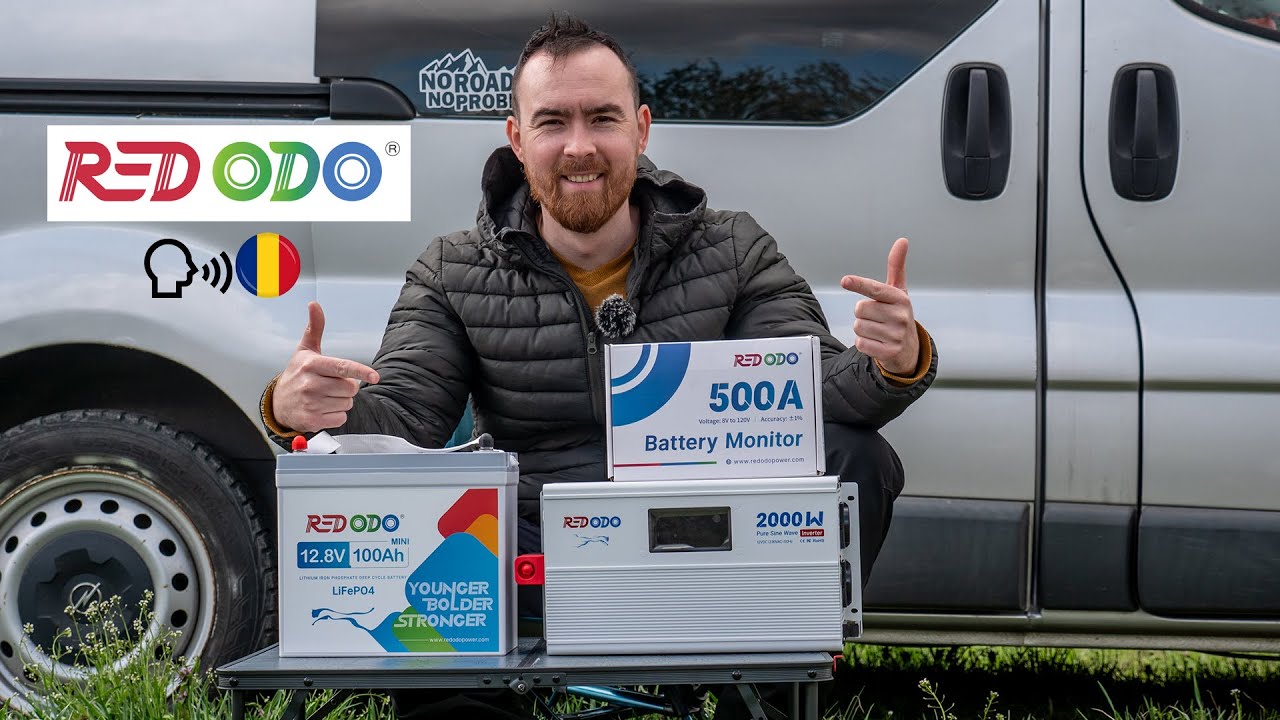 Redodo - Baterie Mini LiFePo4 12V 100Ah, Invertor 2000W si Ecran de monitorizare a bateriei