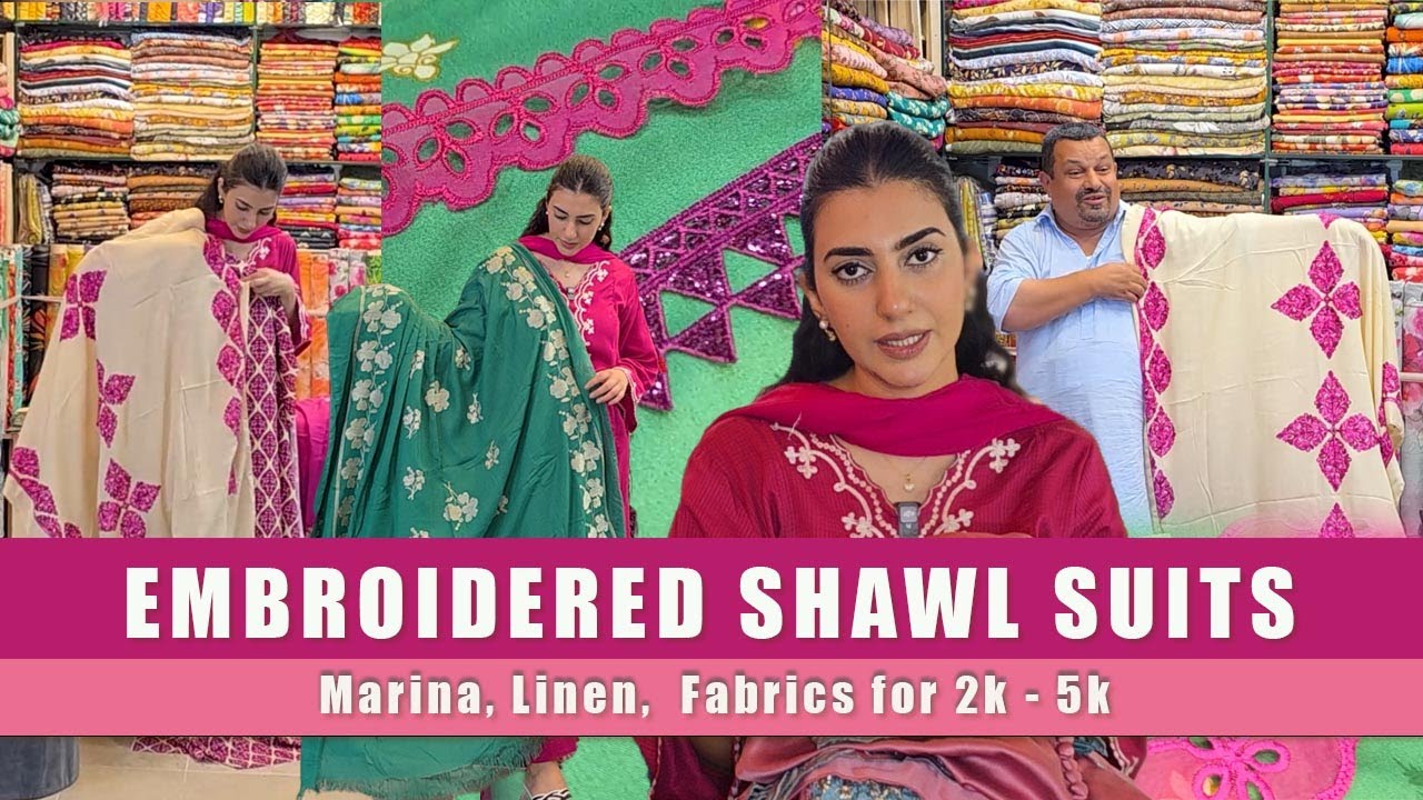 Marina Suits with Embroidered Shawls for 5k | Prints for 4k | Laces Hunt