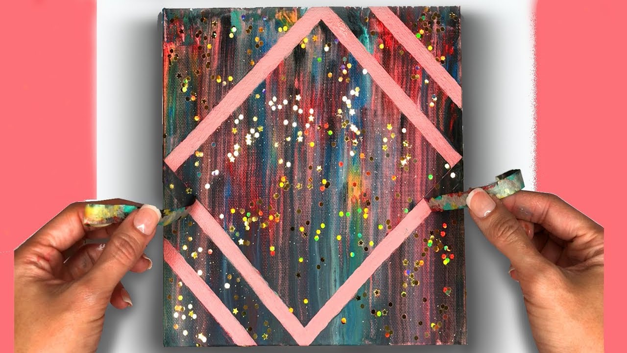Abstract Acrylic Painting Pouring Swipe Technique