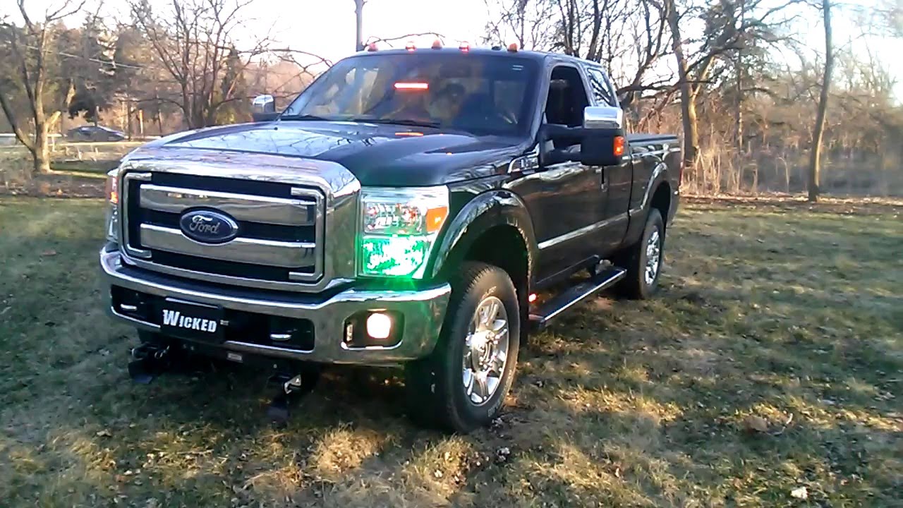 2015 Superduty Green LED safety strobe lights www.WickedWarnings.com