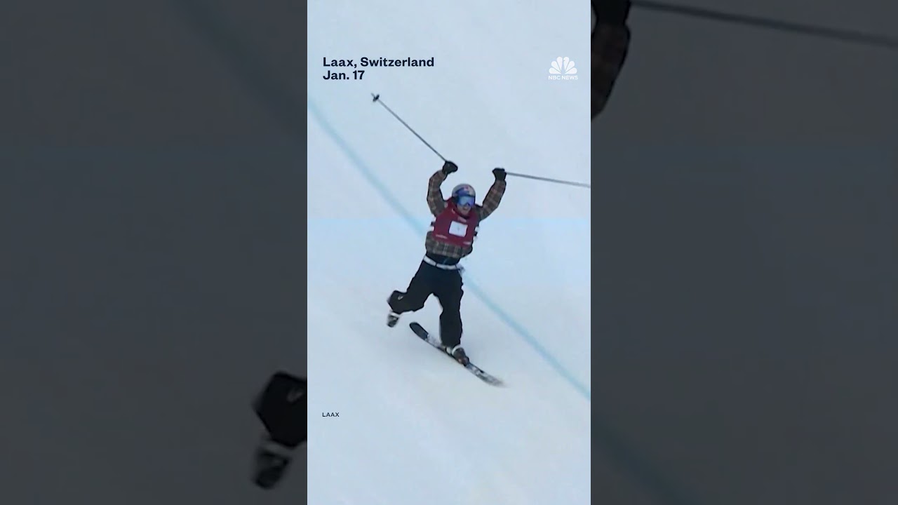 Freeskier loses ski mid-air but sticks the landing