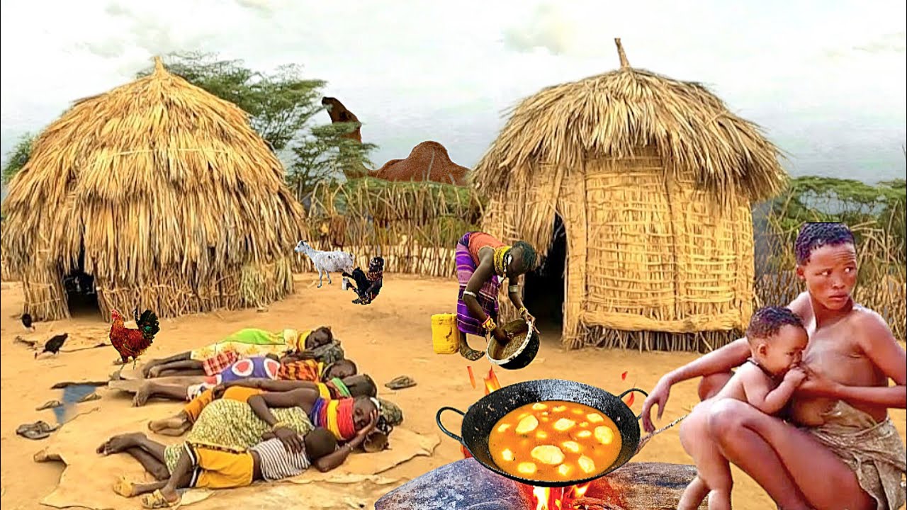 Typical African Evening Routine of Our Youngest & Most Organic Wives of One|#cooking Village Food
