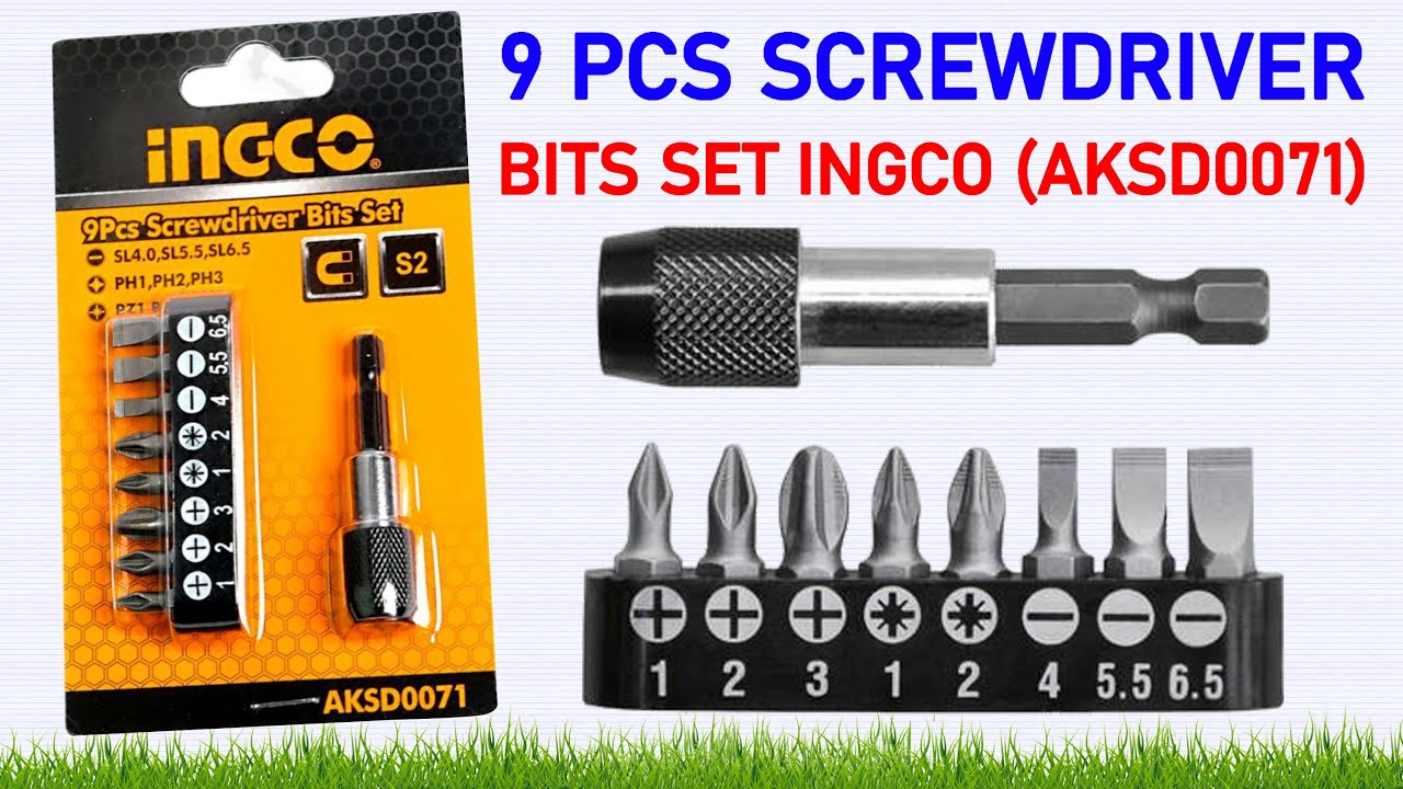 9 PCS SCREWDRIVER BITS SET INGCO (AKSD0071) ||  Impact Screwdriver Bits HEX 1/4