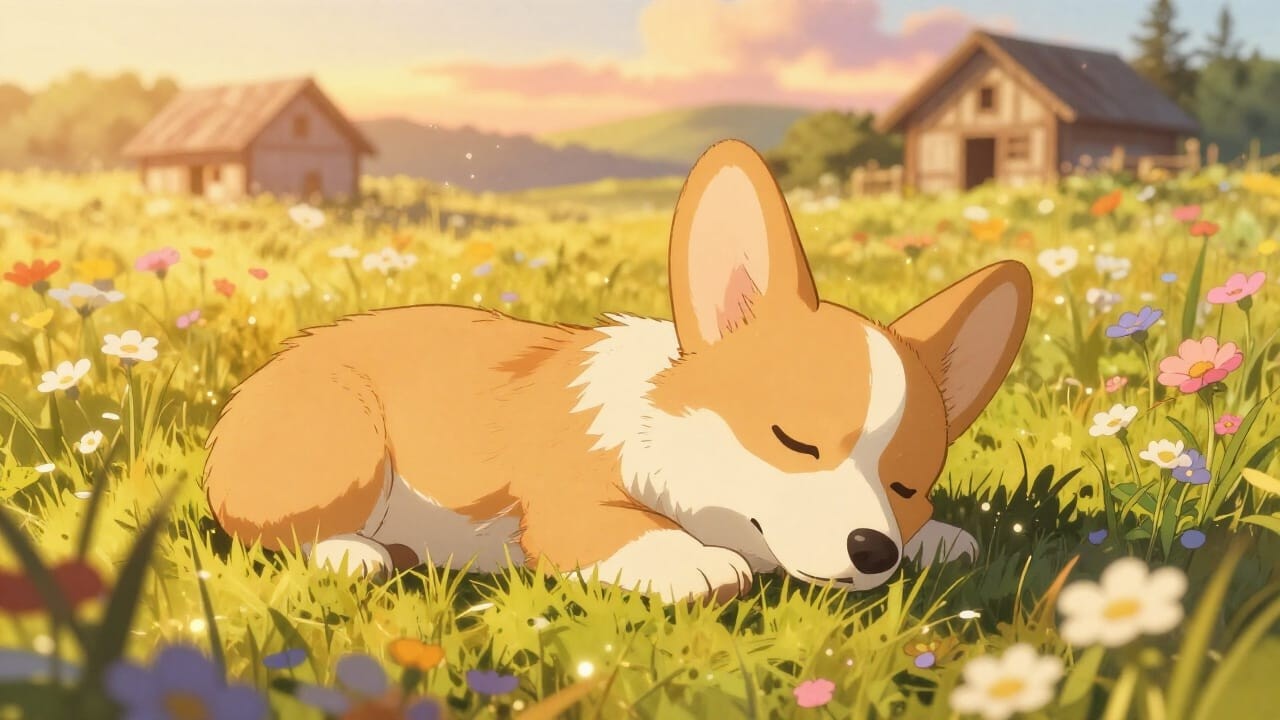 Sunny Spring Day with Sleepy Corgi 🌼 Relaxing Lofi Beats to Sleep & Study [1 Hour] | Pawsitive Vibes