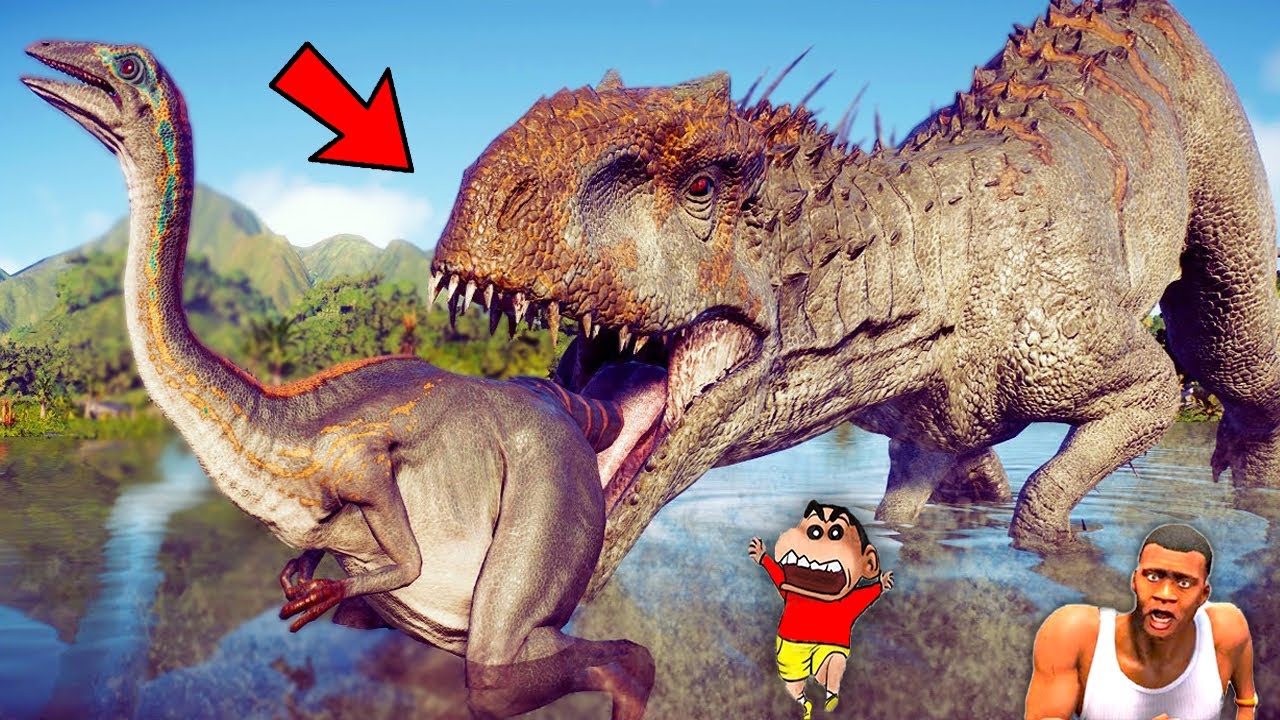 ALL DINOSAUR FIGHTS in JURASSIC WORLD EVOLUTION 2 with SHINCHAN and CHOP
