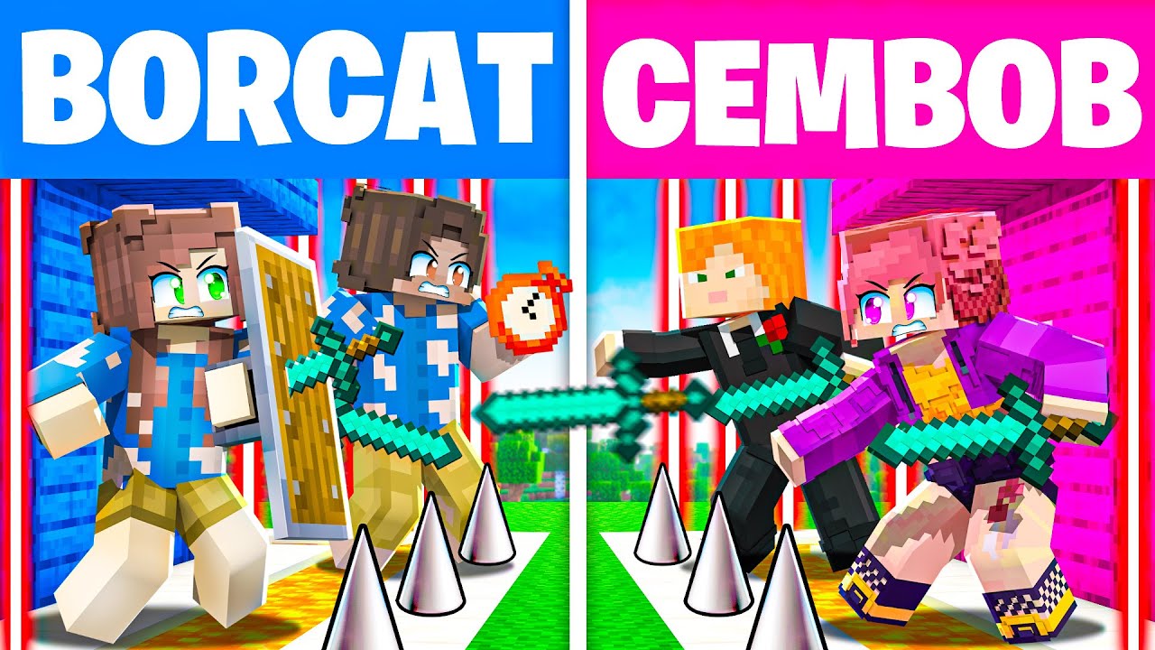 Minecraft'ta EVLİ ÇİFTLER ÖLÜMÜNE SAVAŞIYOR 🤬🥊 (BorCat vs CemBob)
