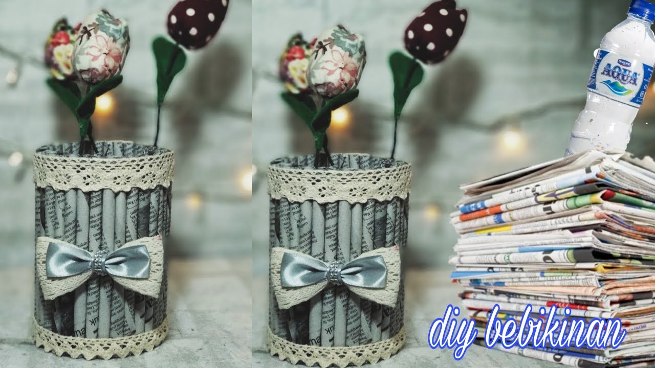 Best Out of waste Newspaper | Newspaper Basket vintage vas | shabby vas