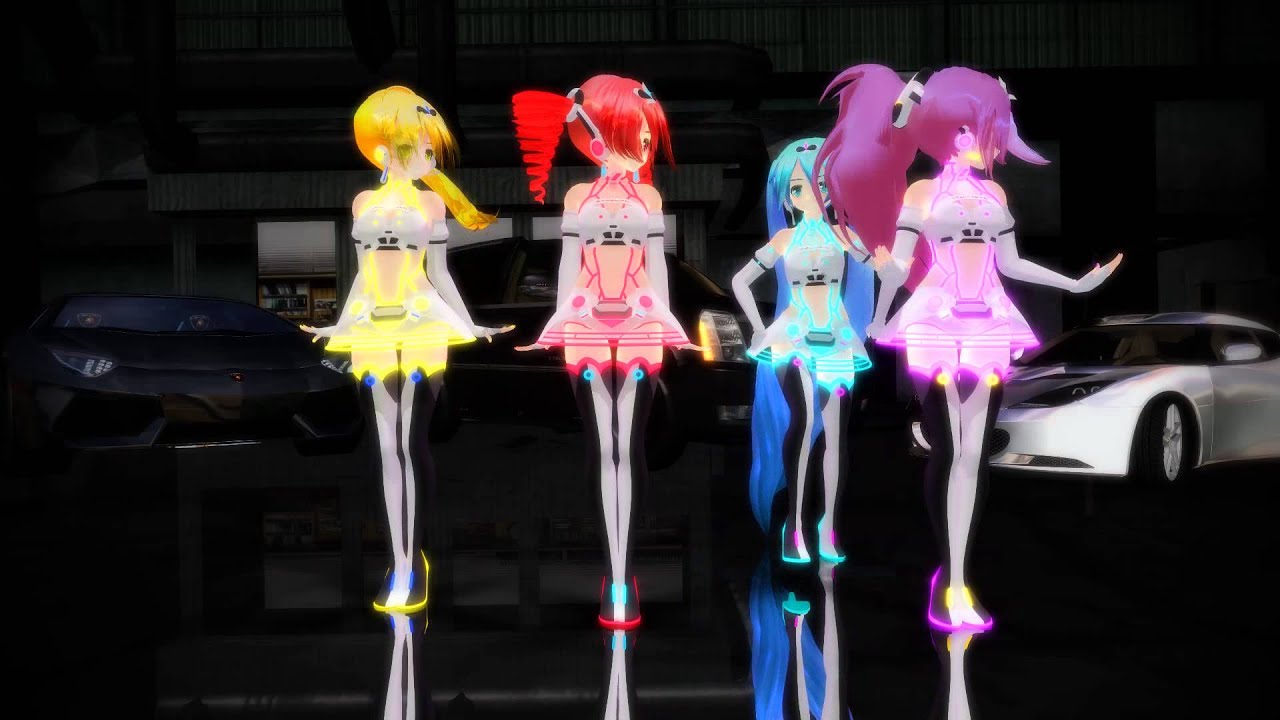 [MMD] Poker Face - Arisa, Neru, Teto & Miku, Love Gears Racing 2012 [HD] 1080p