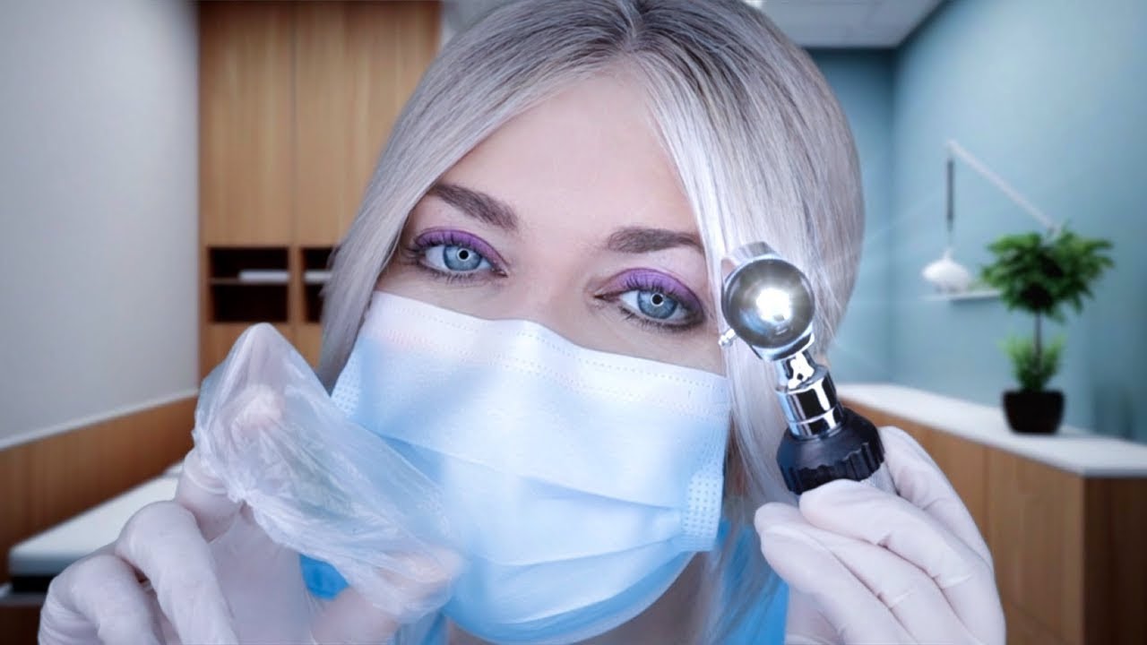 ASMR-осмотр ушей, глубокая чистка ушей и биопсия лимфатических узлов — отоскоп, шипучие капли, хр...
