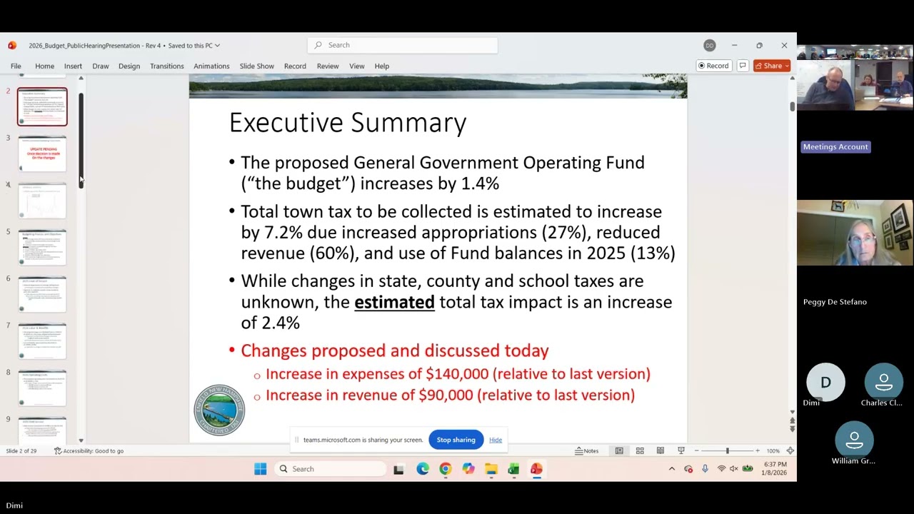 Budget Committee & Select Board Joint Meeting - January 8, 2026