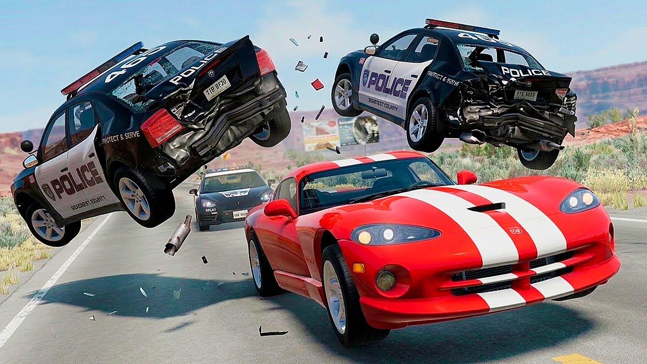 Police Chase and Epic Car Crashes | BeamNG.Drive #64