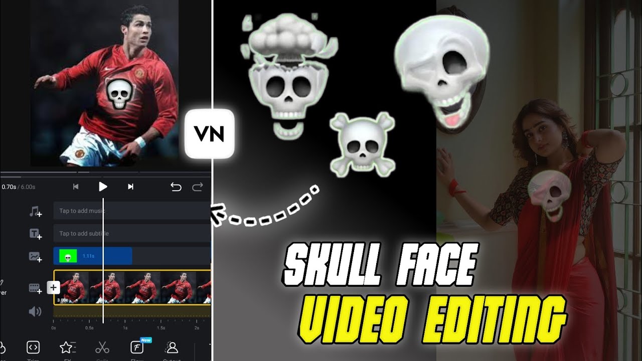 Skull face video editing in vn app| vn tutorial