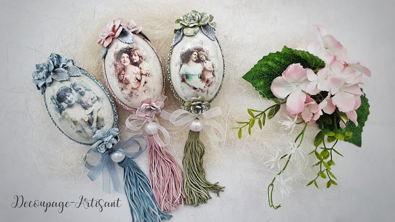 Decoupage 🌸 eggs with girls and flowers #ITDCollection 🌺 DIY tutorial...