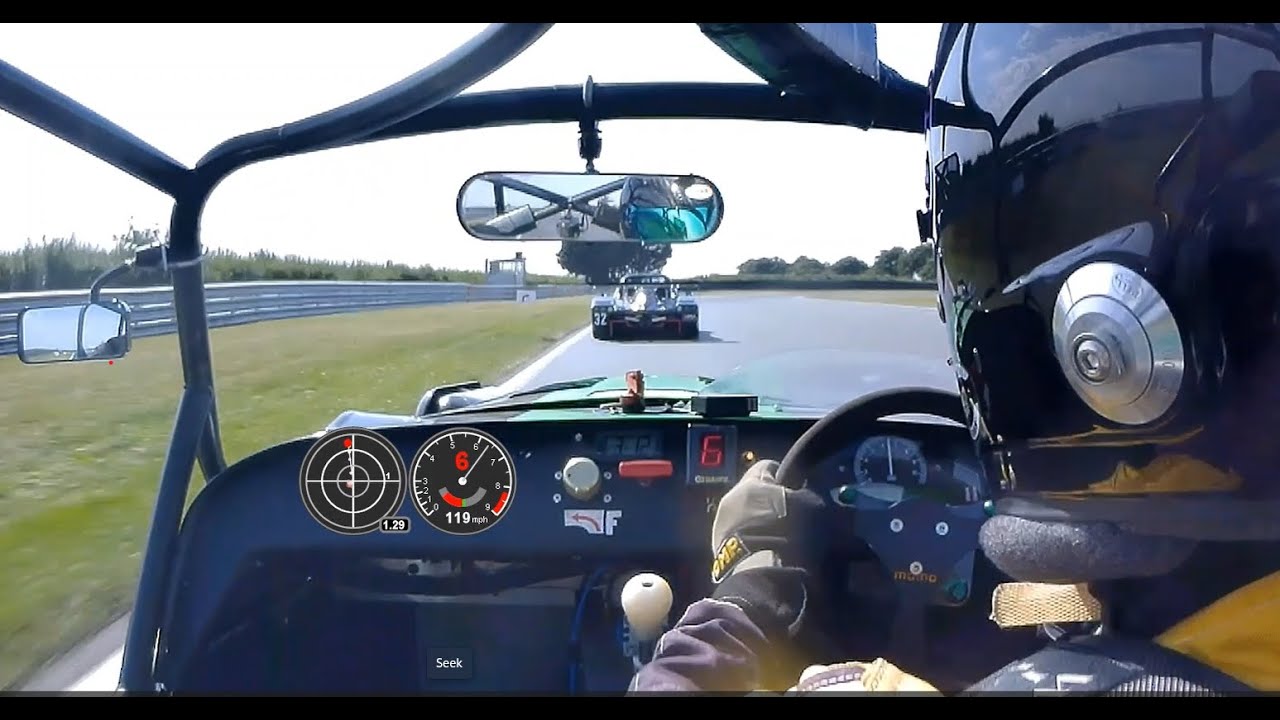 Caterham Trackday - Snetterton 300, 12th Aug 2025. Slicing through traffic chasing a Radical.