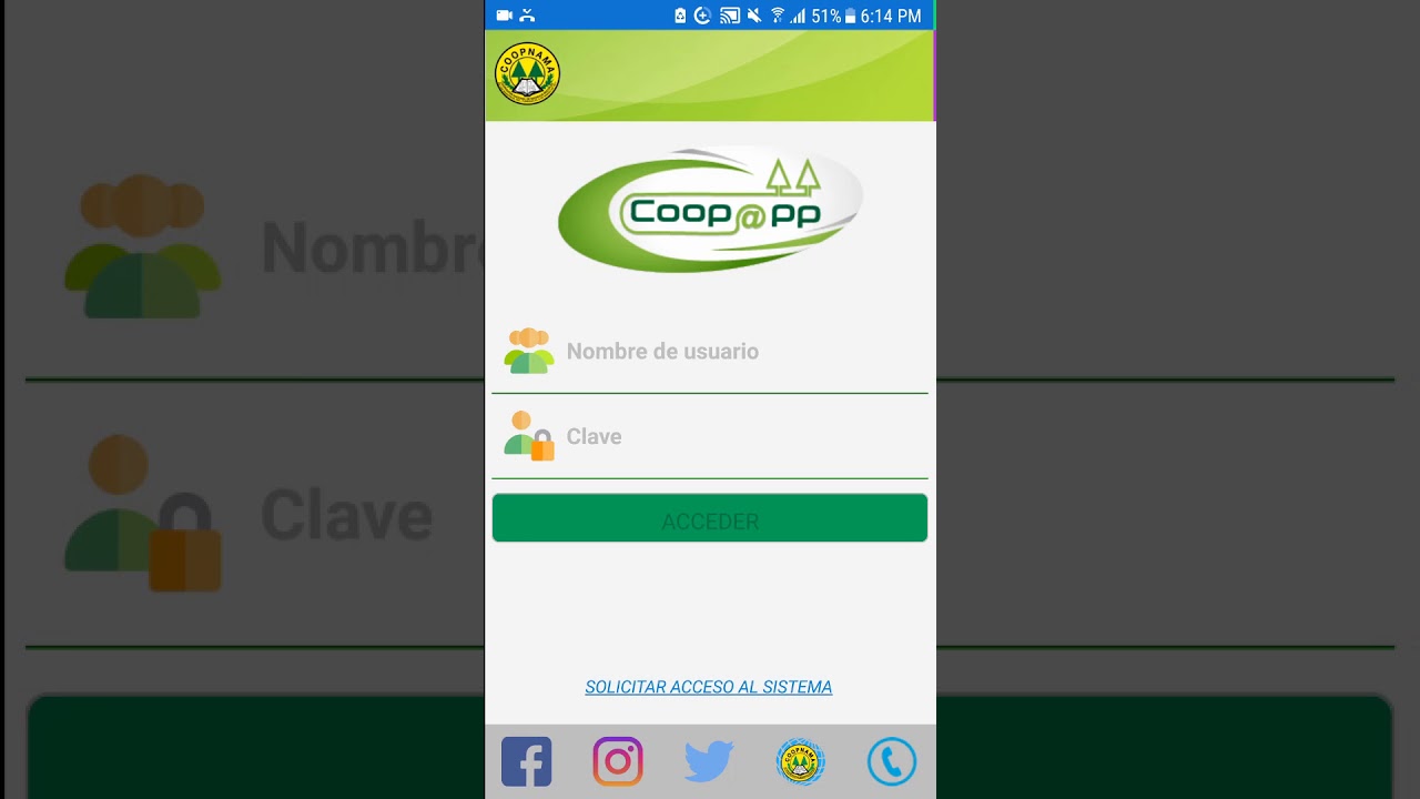 Proceso de Registro para poder acceder a la App de COOPNAMA