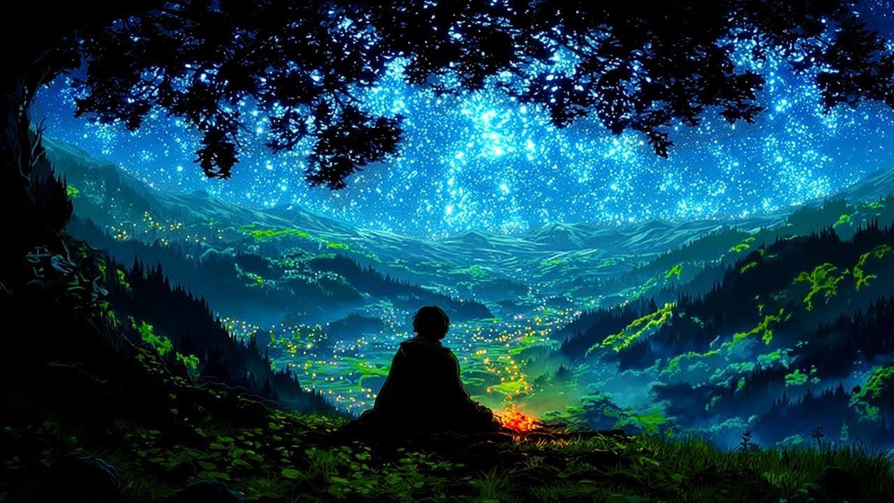 Relaxing Fantasy Campfire Night 🌙 | Celtic, Deep Calm, Peaceful Music and  relaxing sounds for sleep