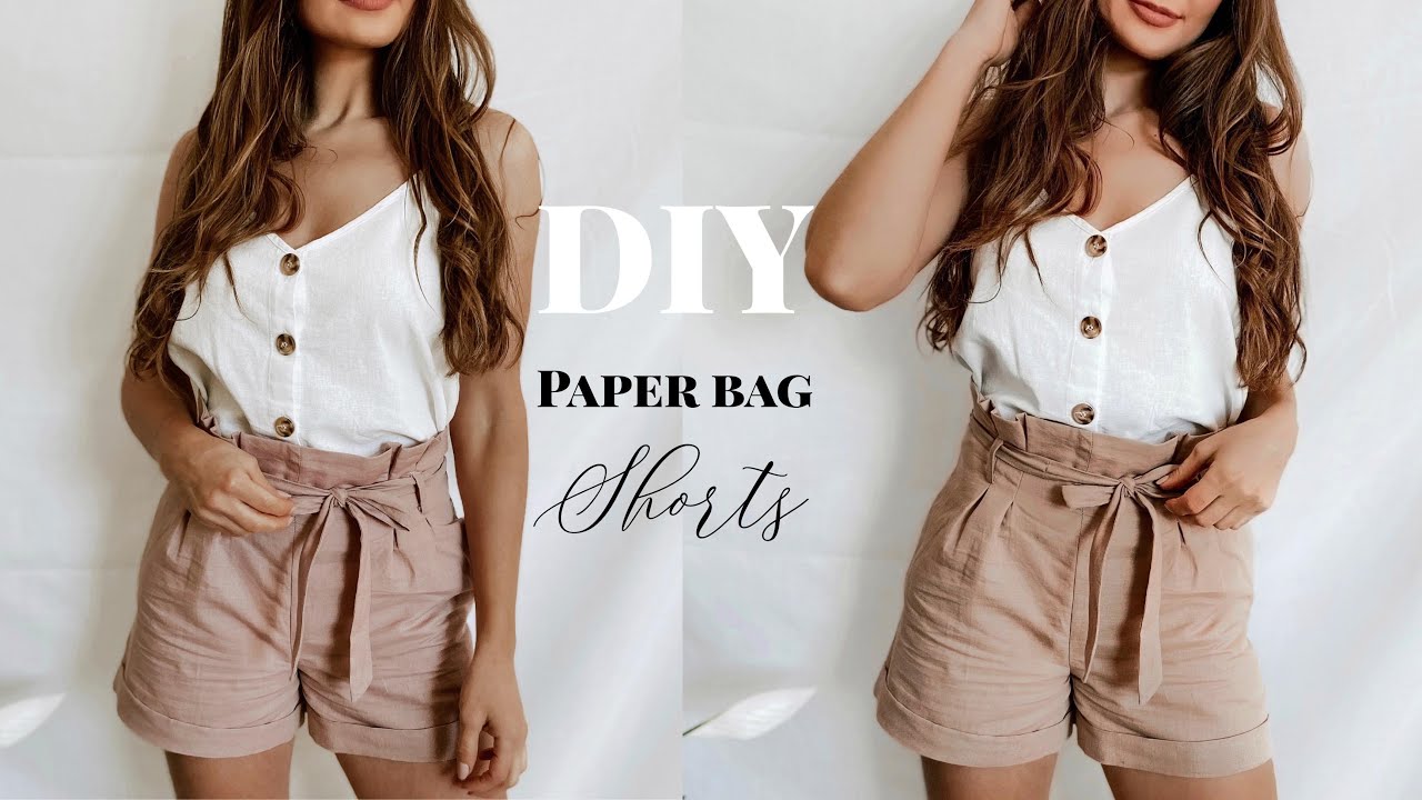DIY Paper Bag Shorts From Scratch / Linen Shorts Sewing Tutorial