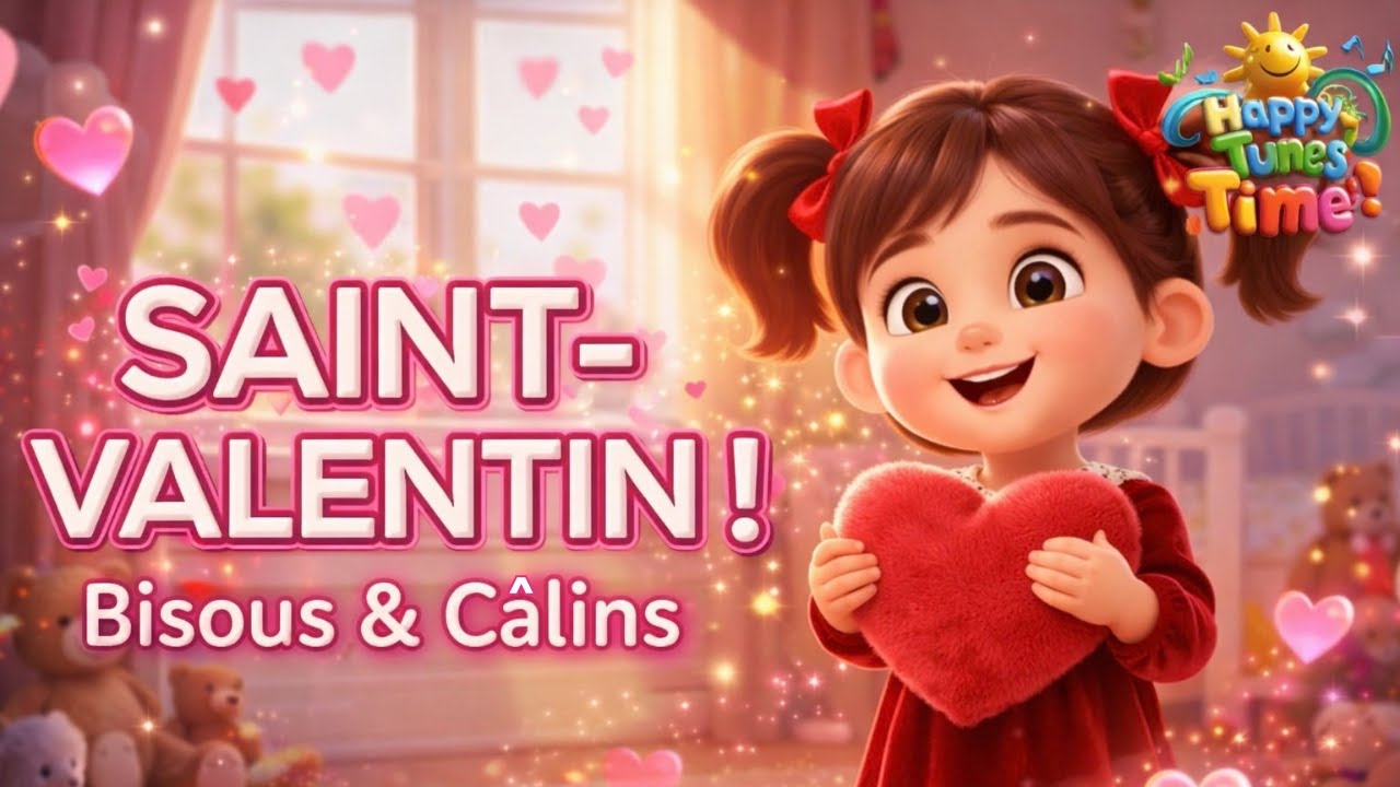 Saint-Valentin | Chanson pour enfants | Bisous & C&acirc;lins | Je t&rsquo;aime fort @HappyTunesTime