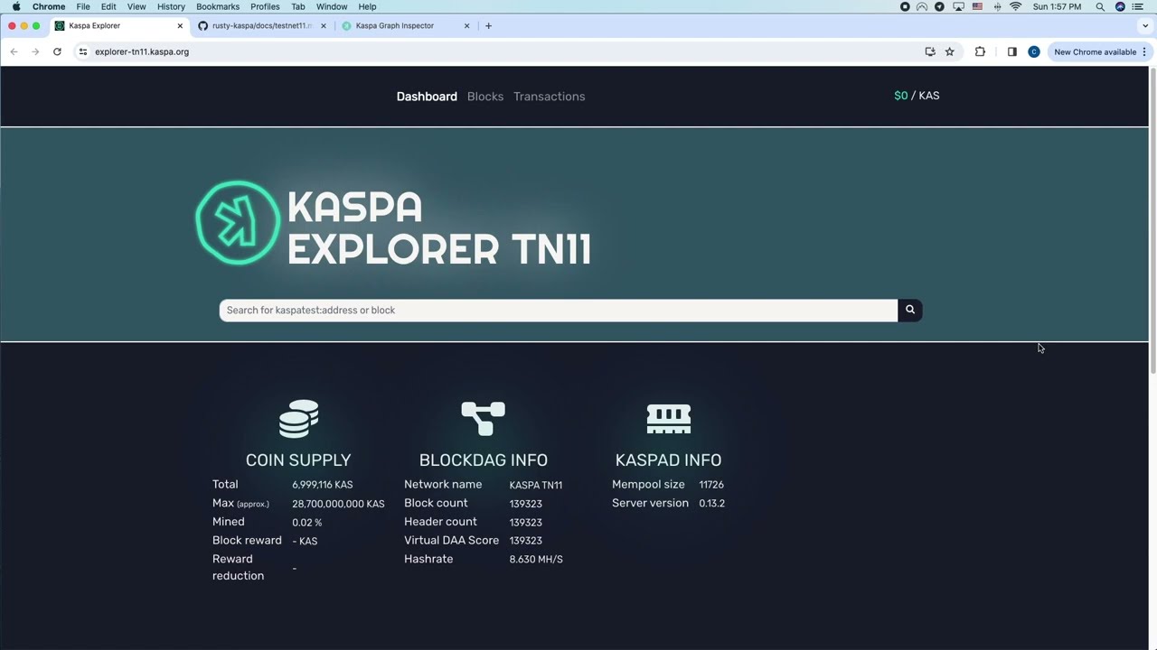 KASPA TN11 10bps LIVE #kaspa #kaspacoin