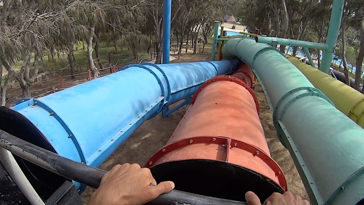 Red Twisting Water Slide at Dreamland