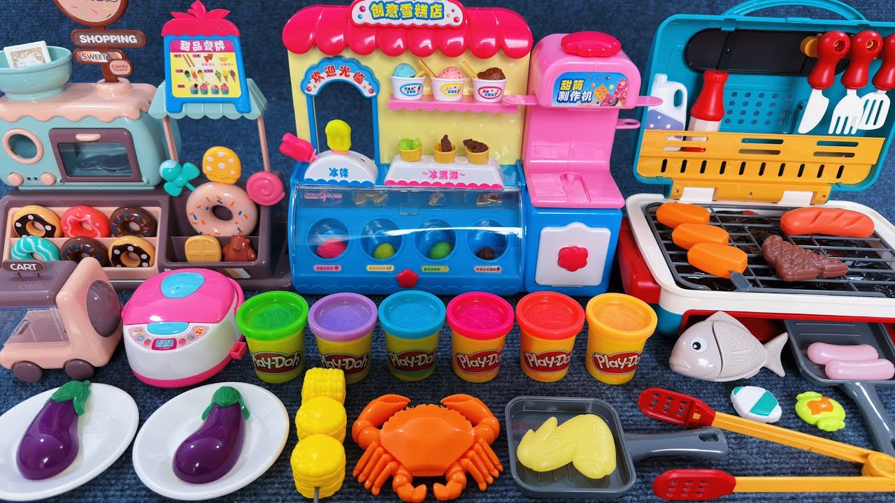 17 Minutes Satisfying with Unboxing Ice Cream Shop and Barbecue Playset ASMR | Review Toys