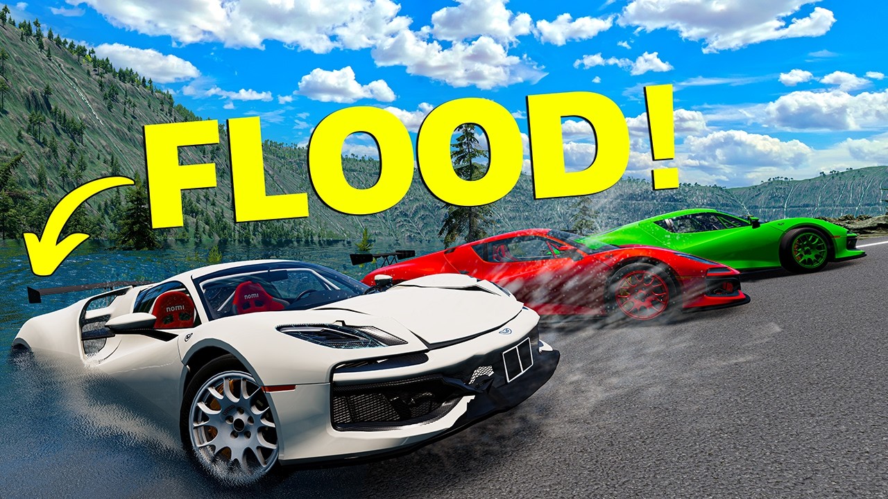 EXTREME FLOOD ESCAPE! - BeamNG!
