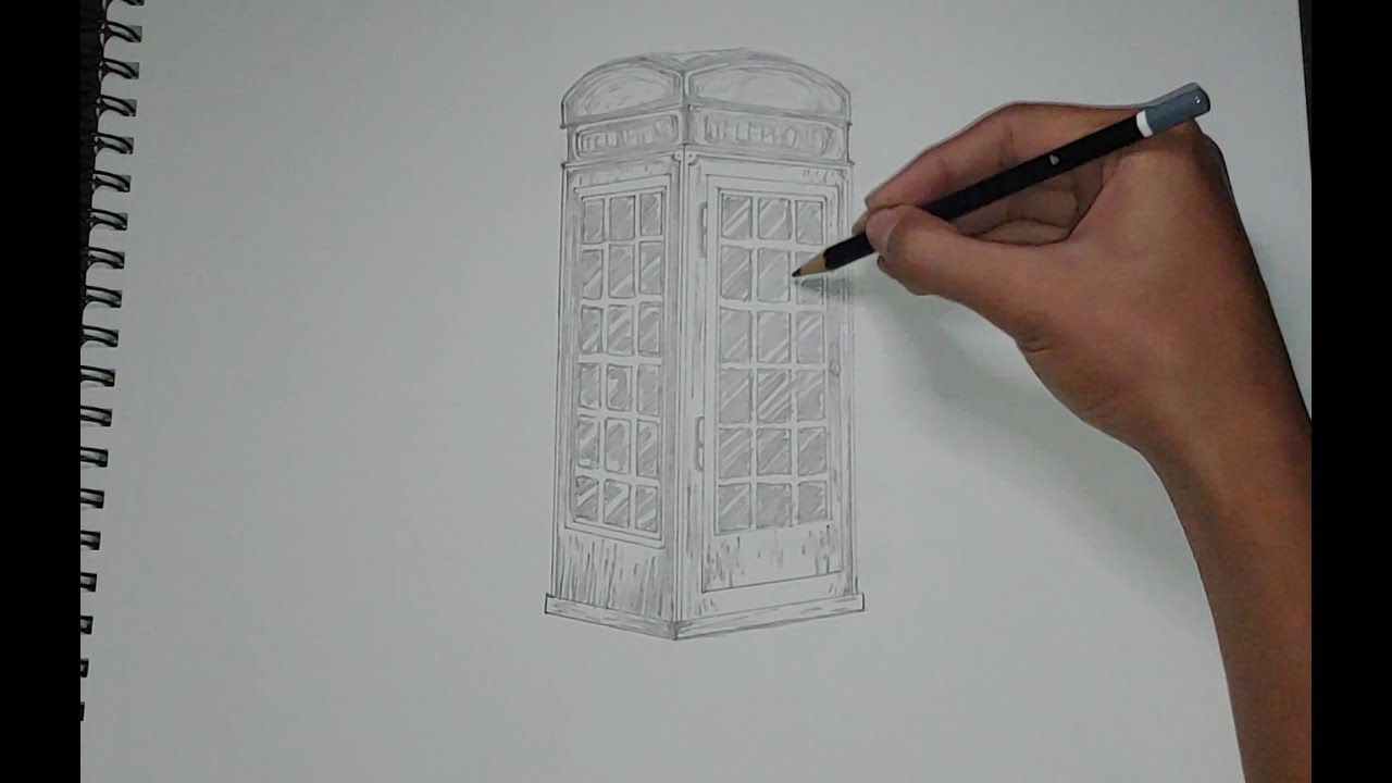 Como dibujar una cabina telefónica - How to draw a phone booth