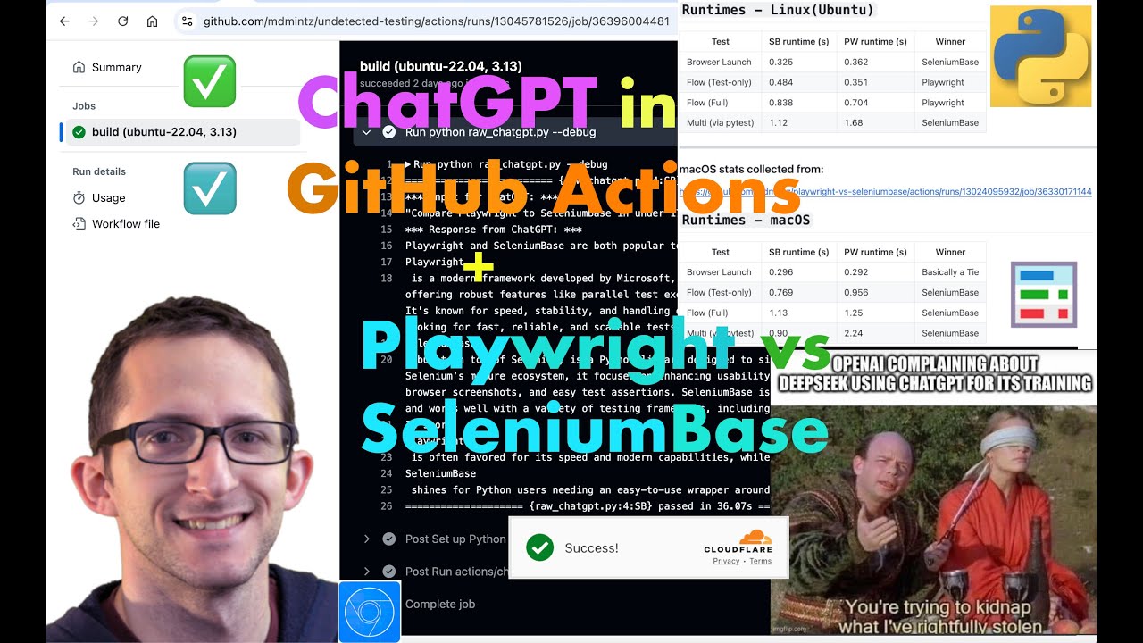 ChatGPT in GitHub Actions + Playwright vs SeleniumBase