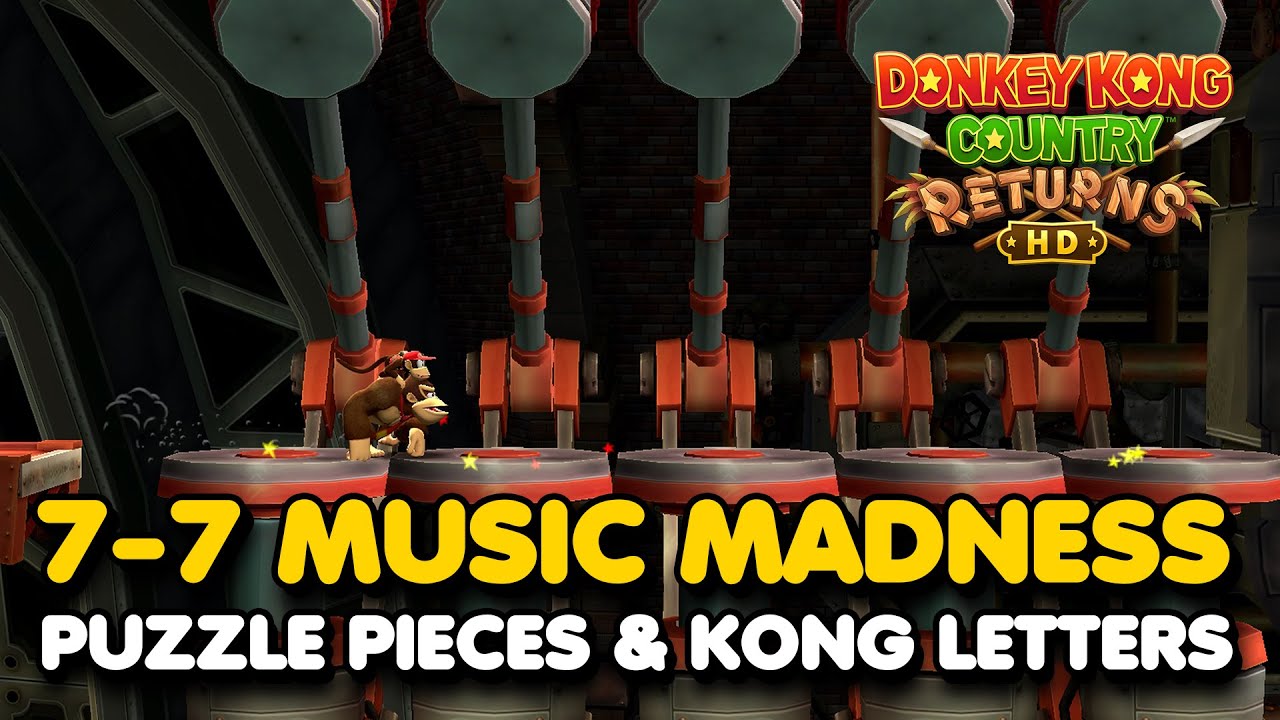 Donkey Kong Country Returns HD - Music Madness 7-7 (All Puzzle Pieces & KONG Letters)