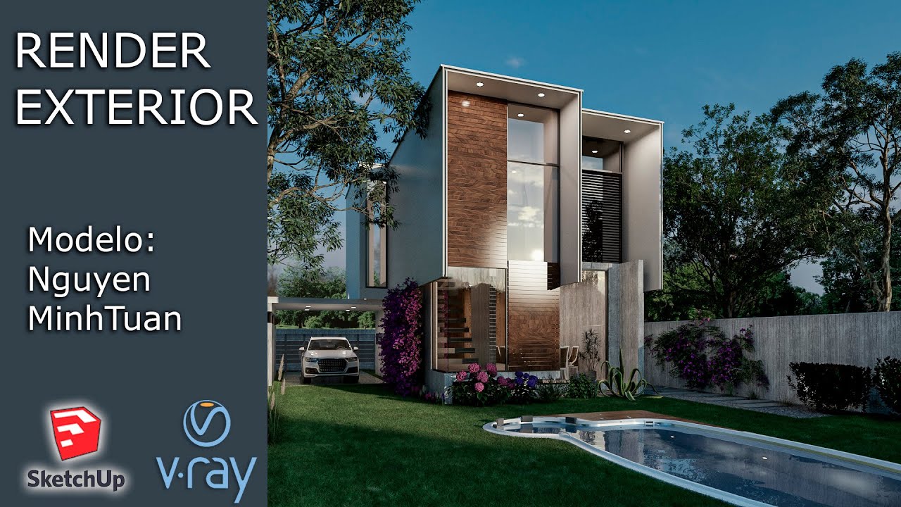 RENDER EXTERIOR - SKETCHUP - VRAY 5 (ILUMINACION CON HDRI)