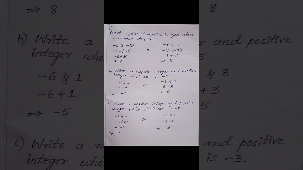 Chapter-1 Integers #Exercise 1.1# Page no 4#........ #maths class #