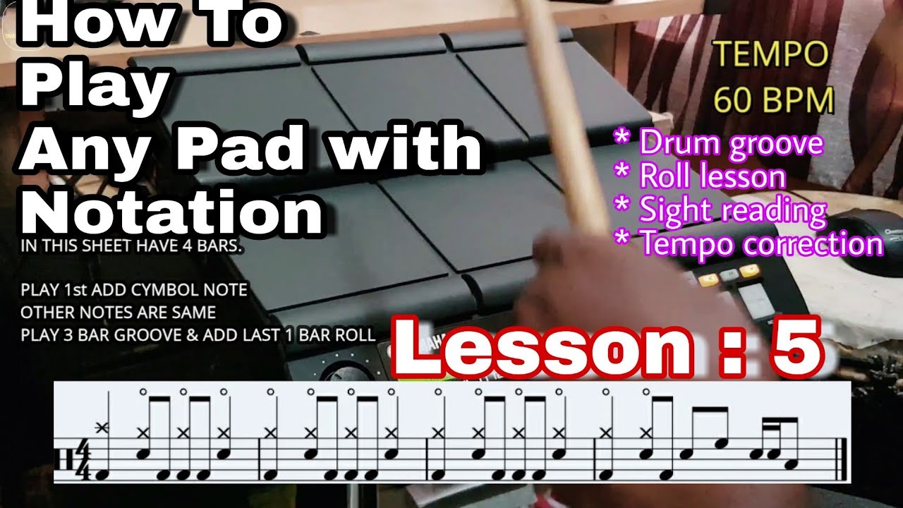 How To Play Rhythm Pad With Notation| yamaha dtx multi 12|lesson 5| Yamaha & Roland Octapad Training