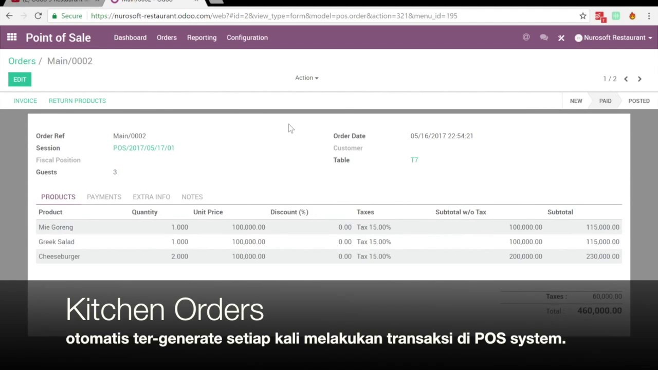 Odoo 10 Demo - Restaurant POS