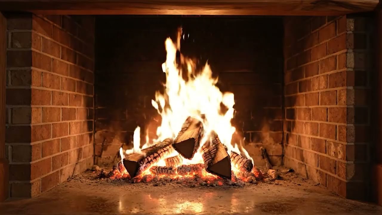 Authentic Fireplace Firewood Burning Sounds with Natural Crackling Logs Ambience
