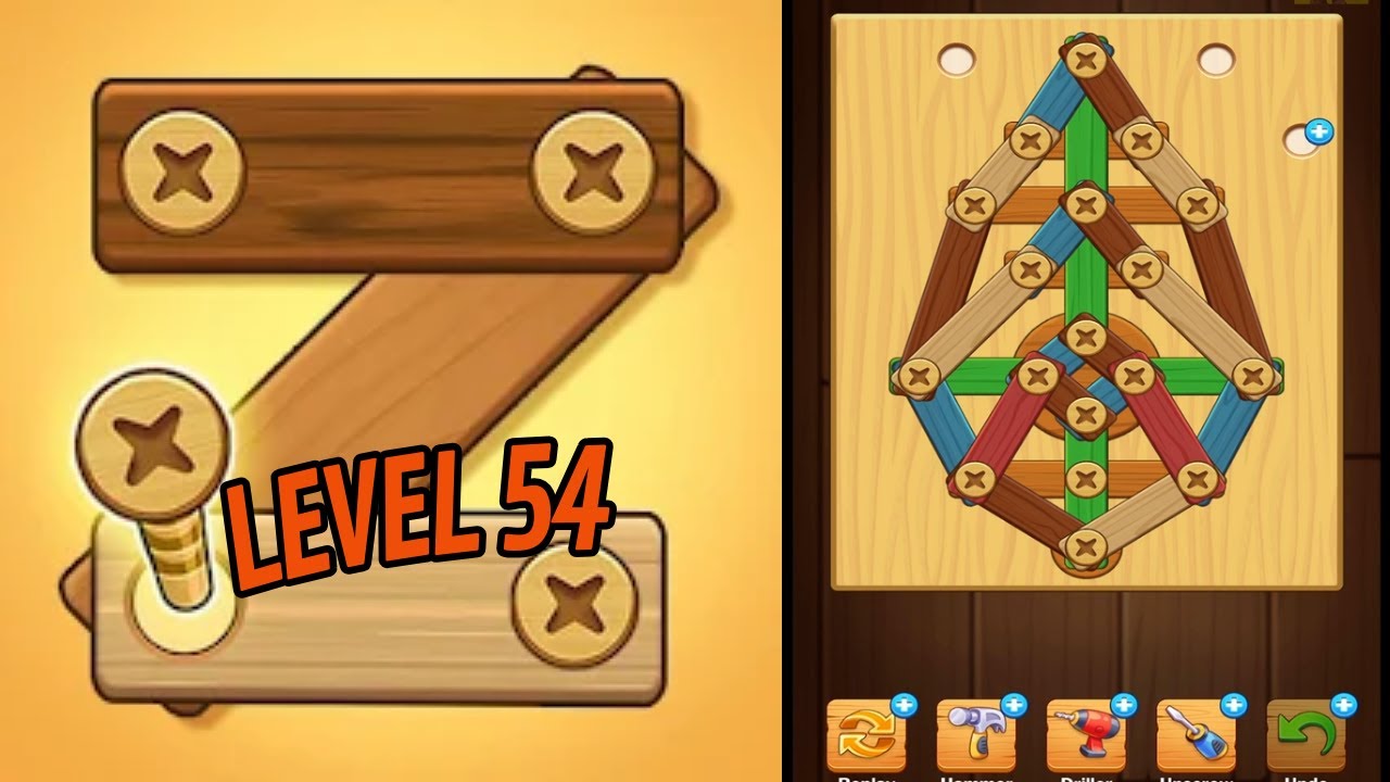 🏅 SCREW PUZZLE: Wood Nut & Bolt 🤪 Level 54 🧩 Gameplay Walkthrough