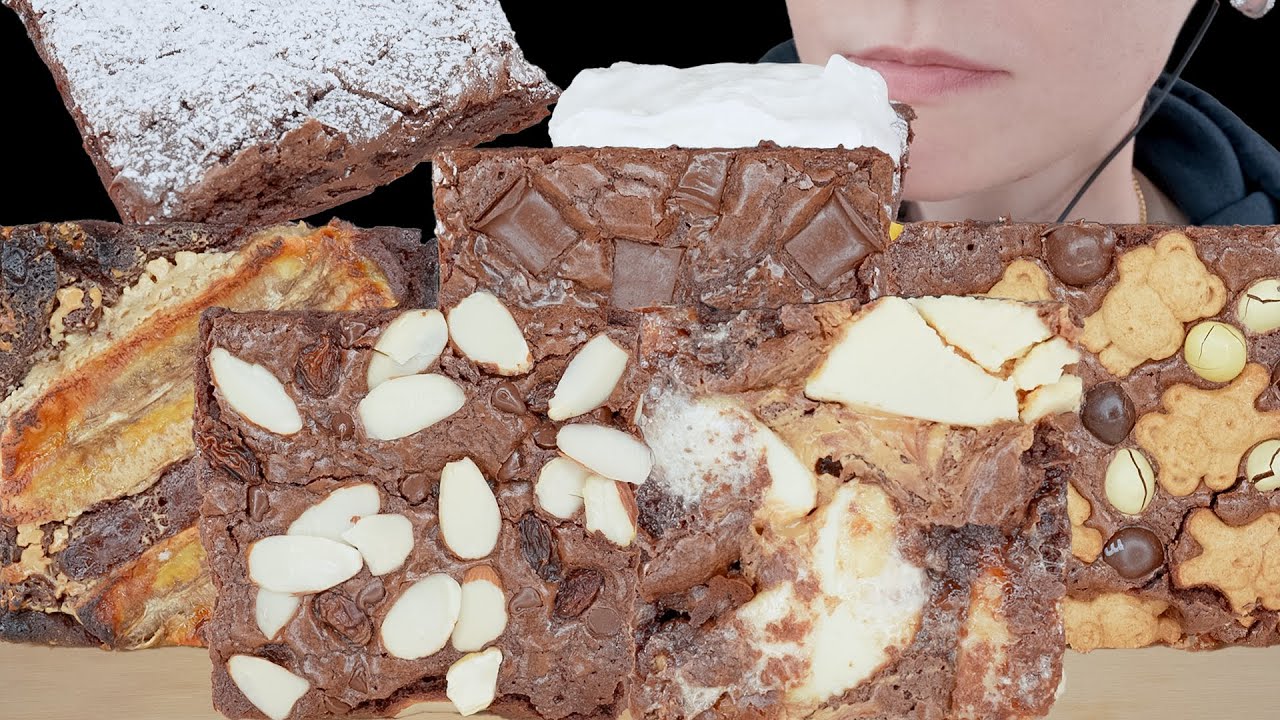 ASMR Brownies *Super Fudgy Chocolate Chunk & Ice Cream, M&M Graham, Reese's Marshmallow, Fruit & Nut