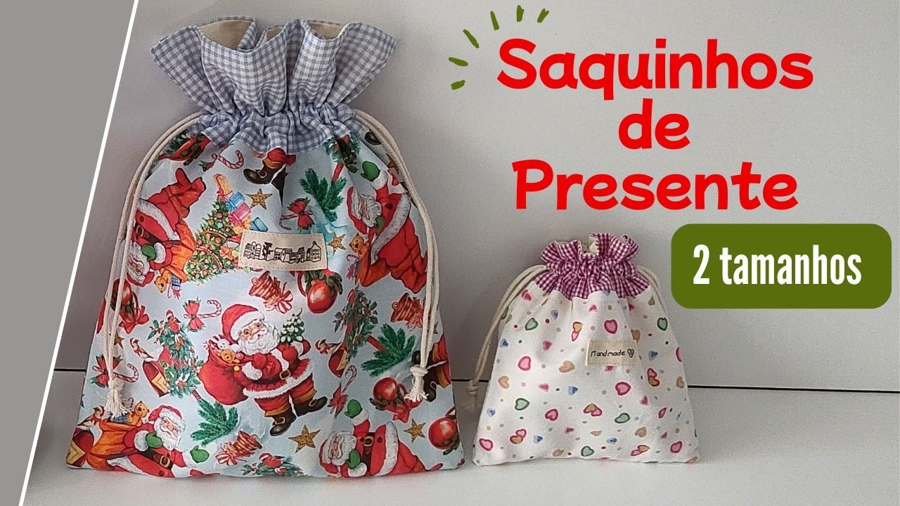 A Maneira MAIS FÁCIL de Fazer um Saquinho de Presente - DIY Drawstring Bag