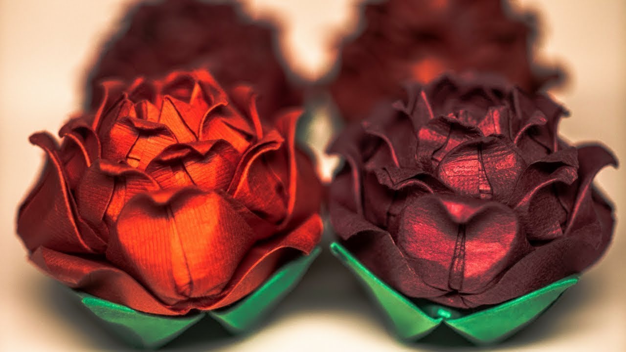 Valentine Ideas - How to make an EASY origami craft (Paper Rose Origami)