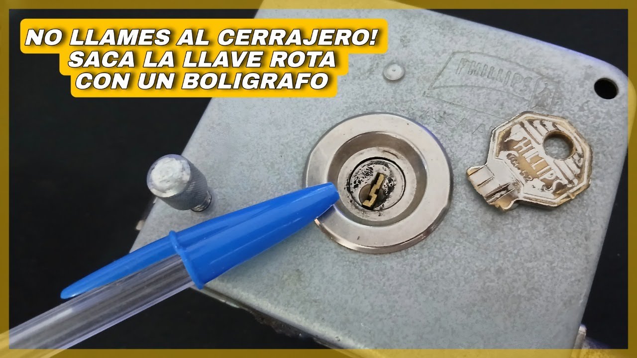 COMO SACAR UNA LLAVE ROTA DE CERRADURA CON UN BOLIGRAFO #cerrajero  #diy