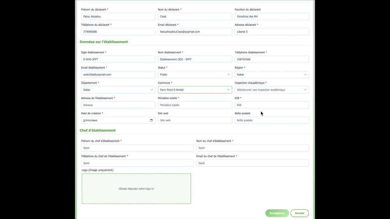 ÉTAPE 1 CRÉATION DE COMPTE ETABLISSEMENT/OP/ENTREPRISE