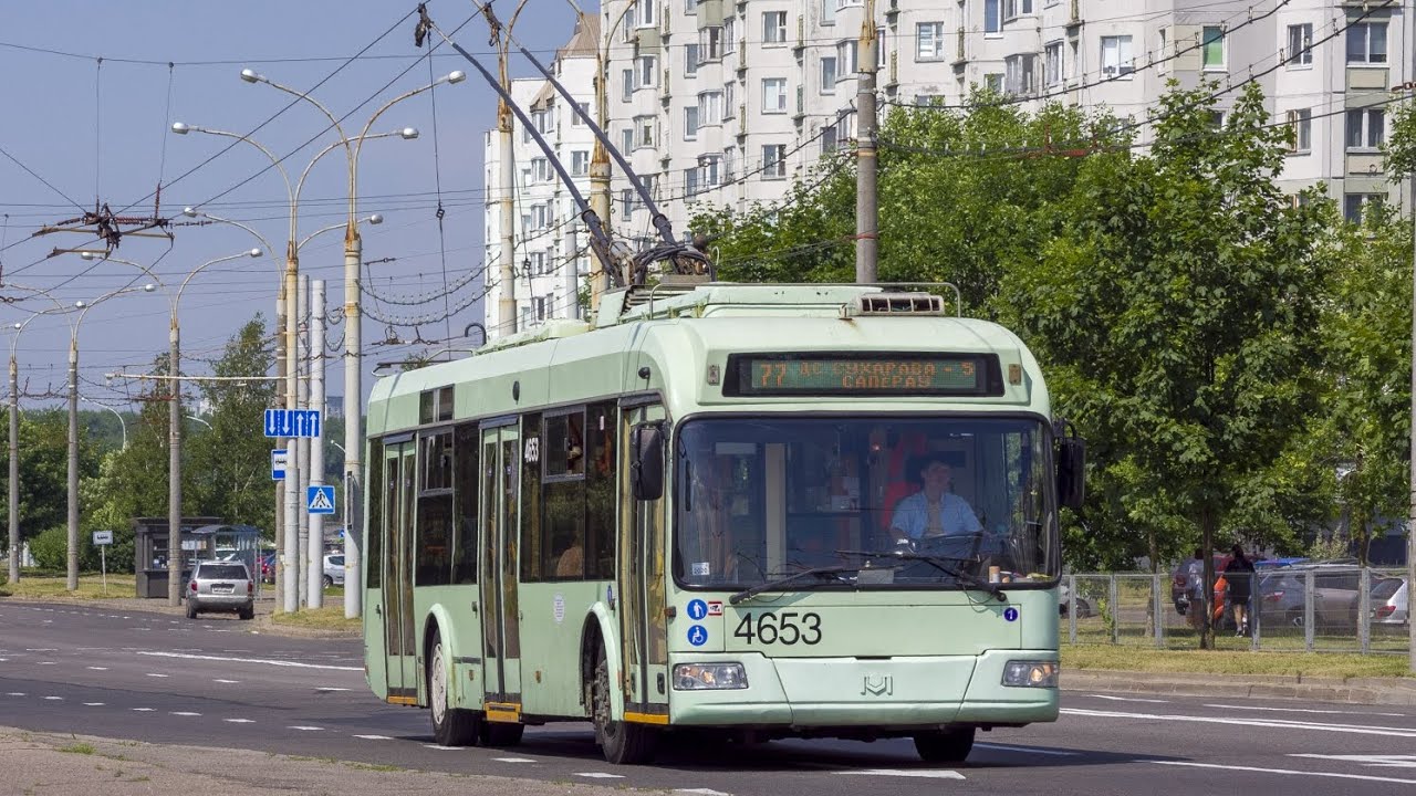 Поездка на троллейбусе бкм 321 борт№4653 марш.77