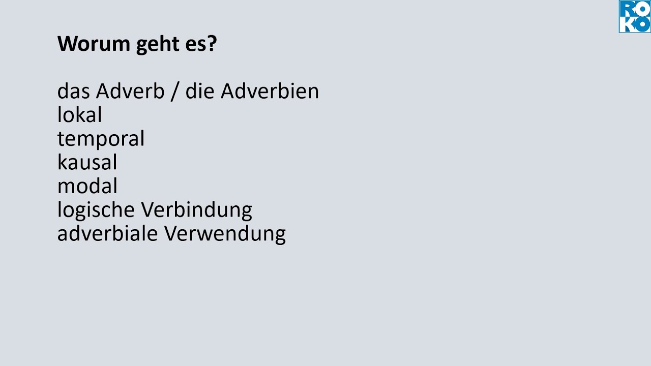 Grammatikkurs Adverbien