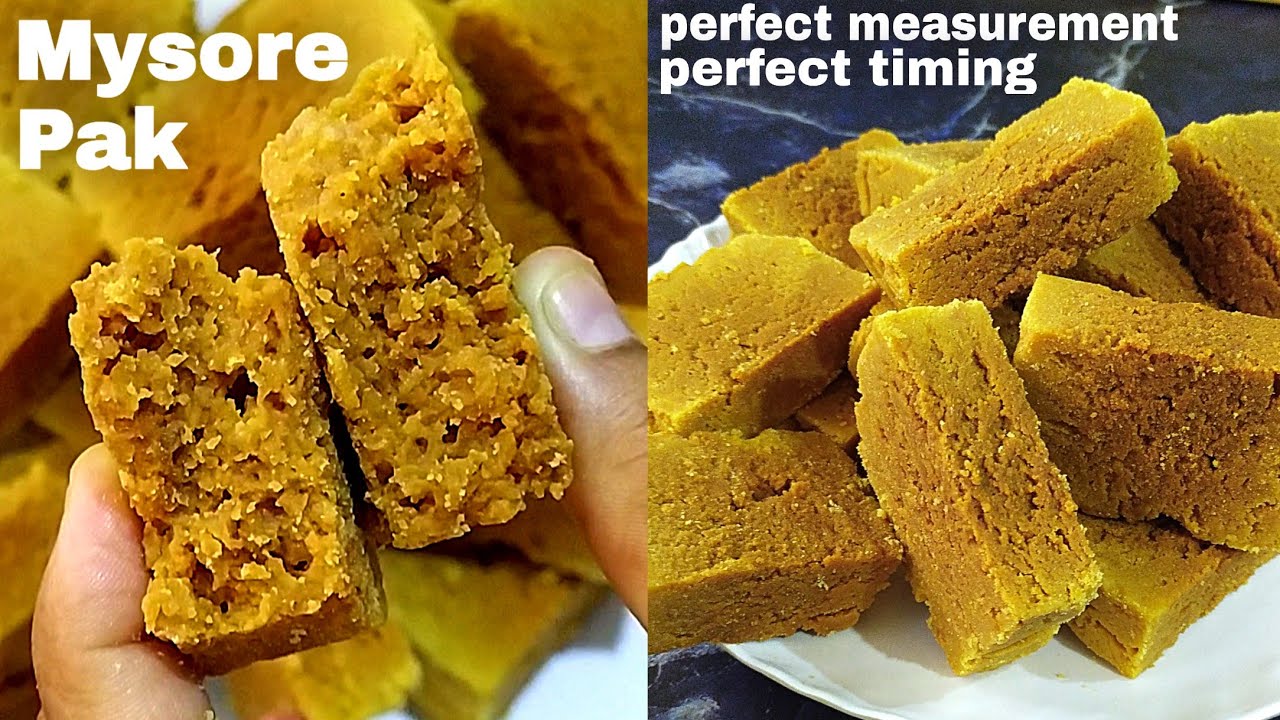 सिर्फ 3 चीजों से बनाएं जालीदार मैसूर पाक step by step with timing & measurement|homemade mysore pak