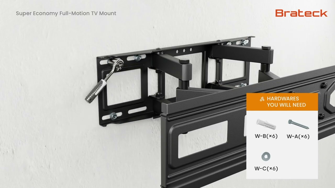 BRATECK FULL-MOTION TV MOUNT LPA78-466  (Installation animation)