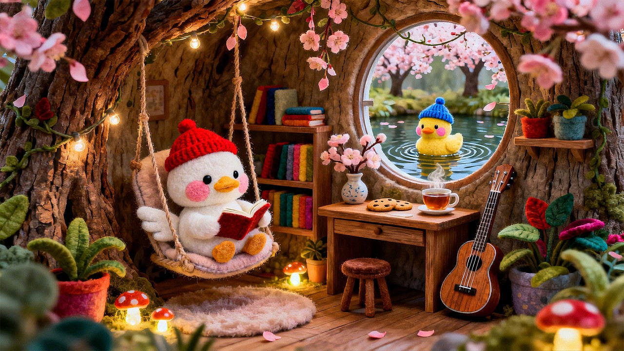 Cozy Sakura Garden Treehouse 🌸 Lofi Jazz for Study, Reading & Relaxation