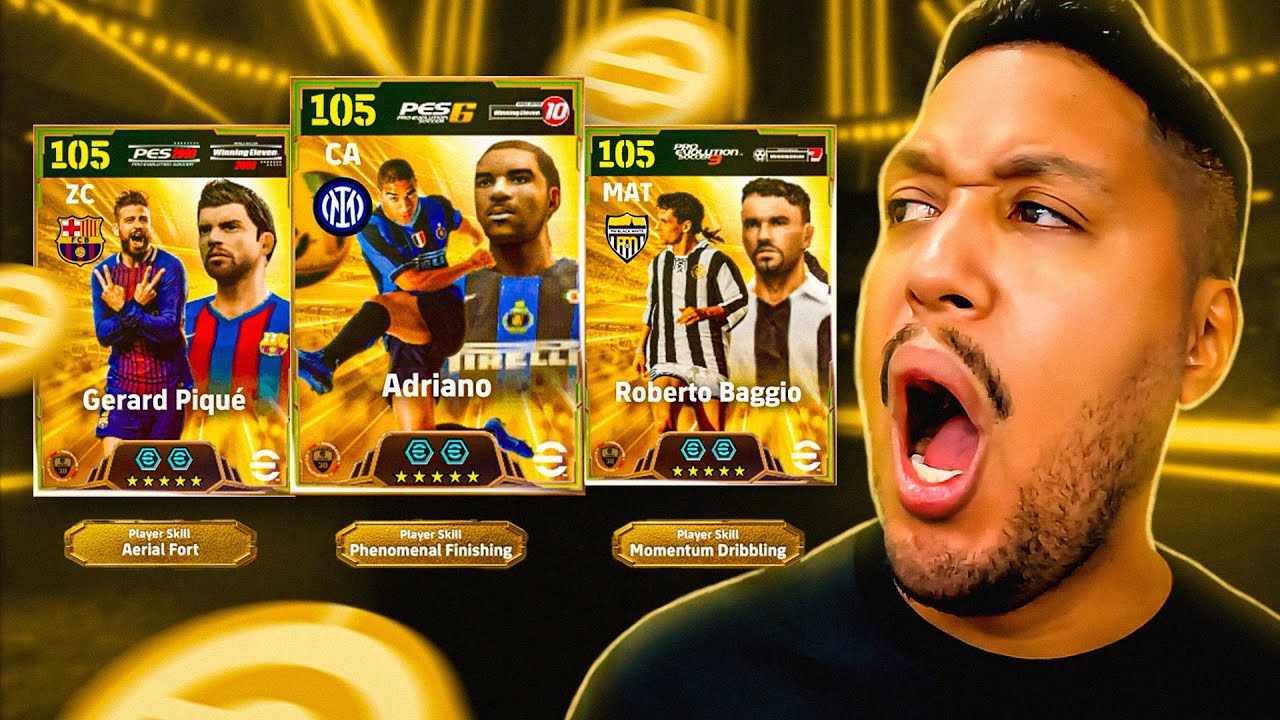 ADRIANO, BAGGIO OU PIQUÉ QUAL ÉPICO DA NOVA ATUALIZAÇÃO NOSTALGIA EU GANHEI ??? - EFOOTBALL