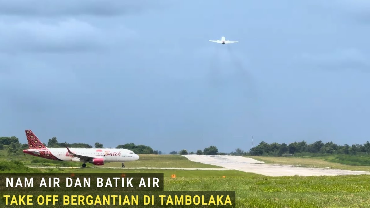 Pesawa Nam Air dan Batik Air Take Off Bergantian di Bandara Lede Kalumbang Tambolaka 