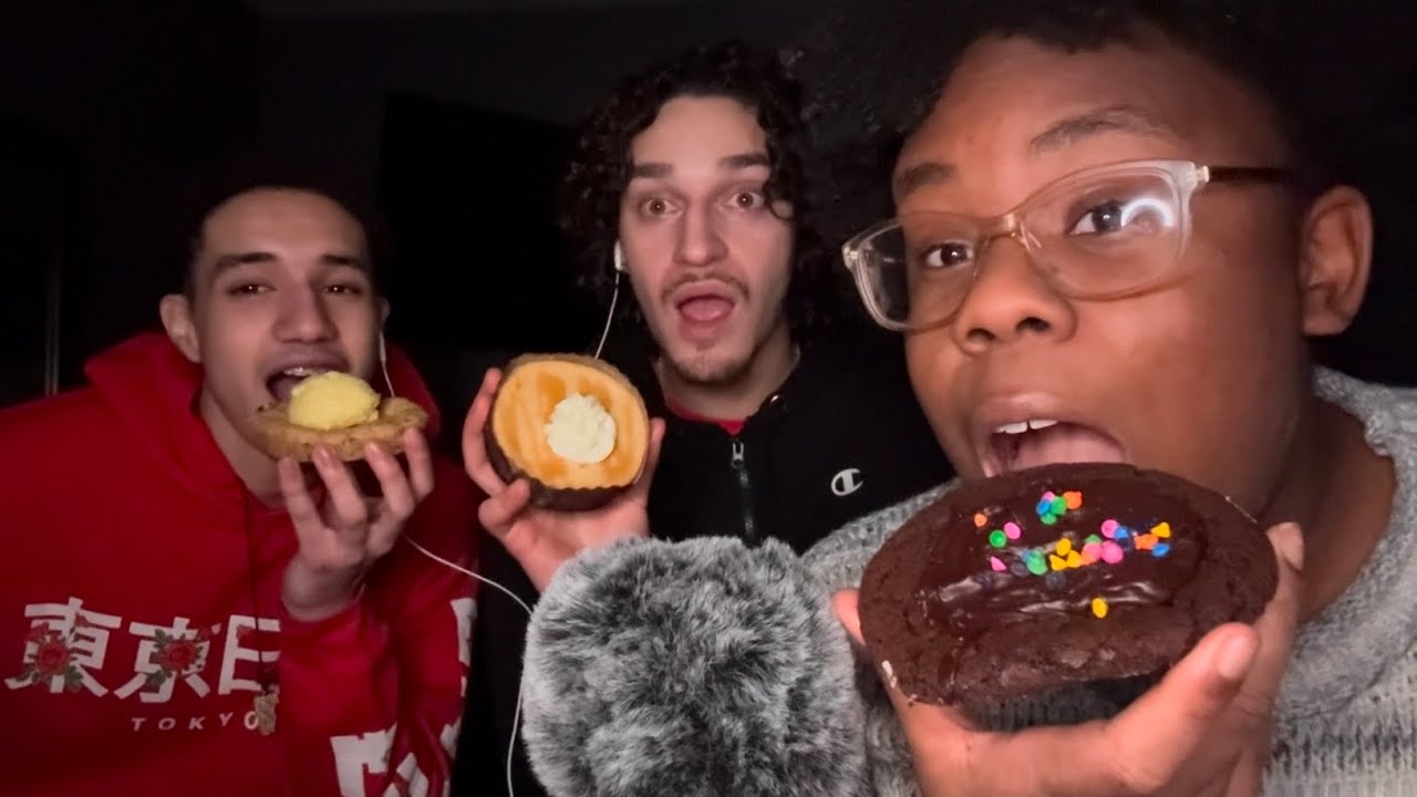 My Boyfriend Tries ASMR Again…😬 Crumbl Cookie Review ft Special Guest